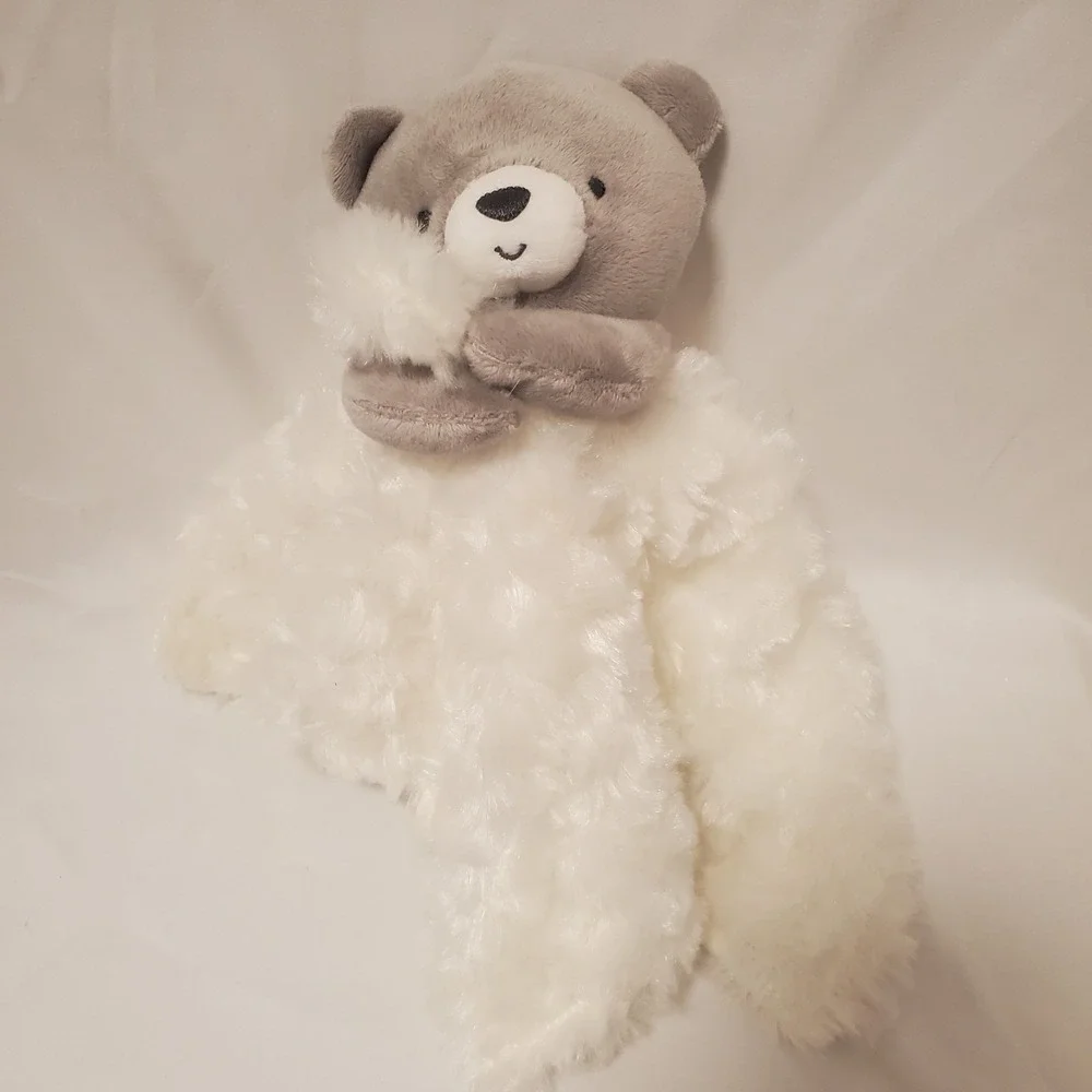 Carter's Just One You Gray Teddy Bear White Security Blanket Lovey Bear Print